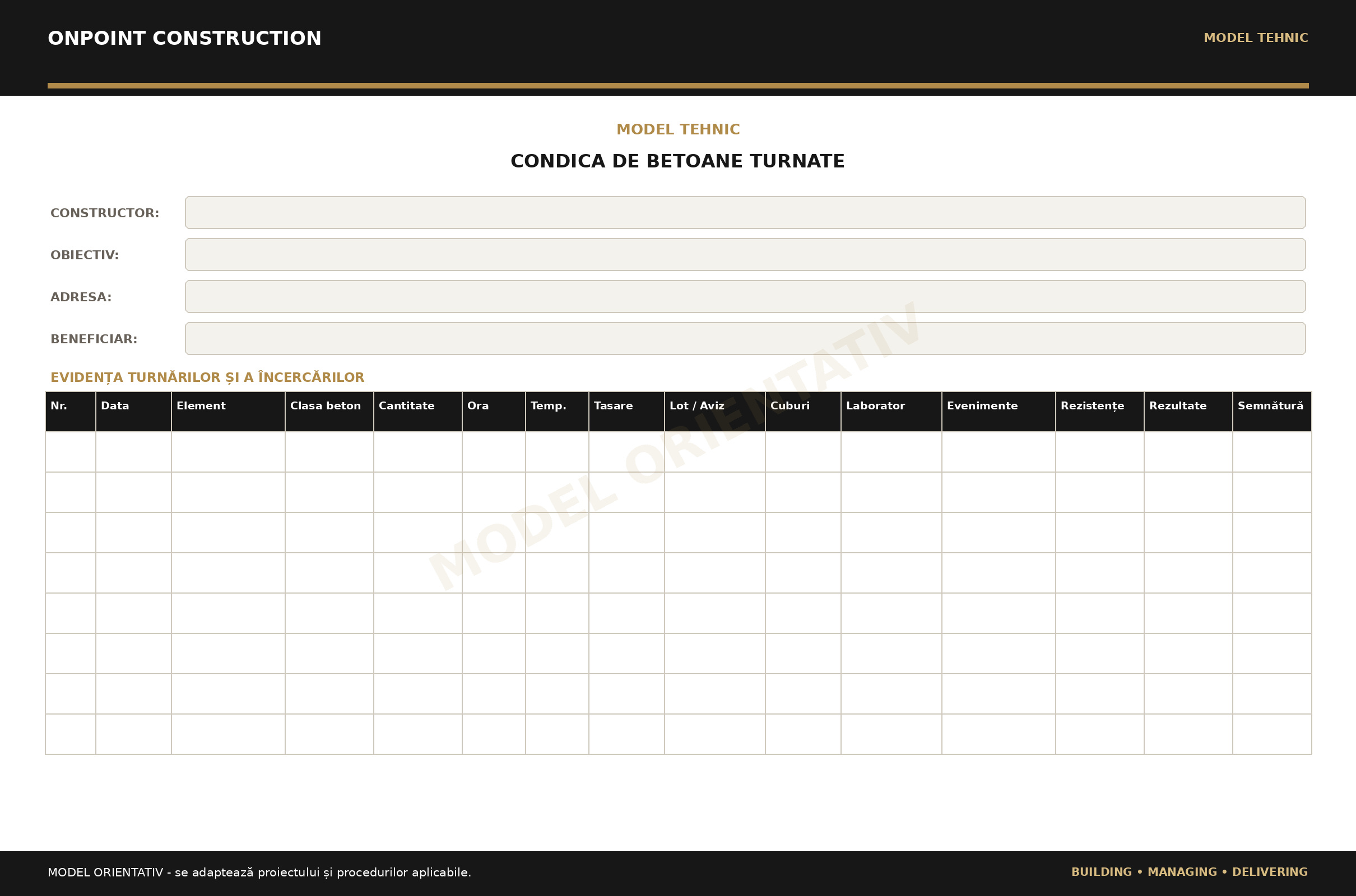 Condica de betoane turnate