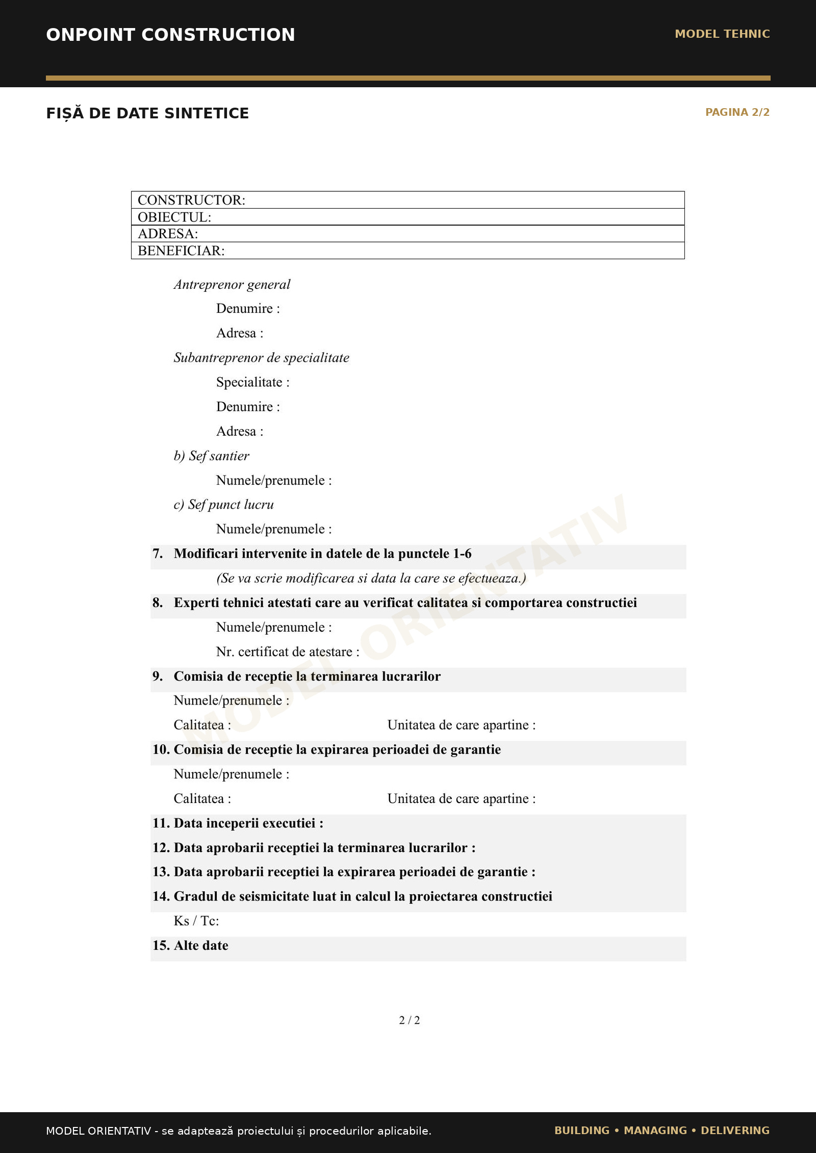 Fișă de date sintetice · pagina 2