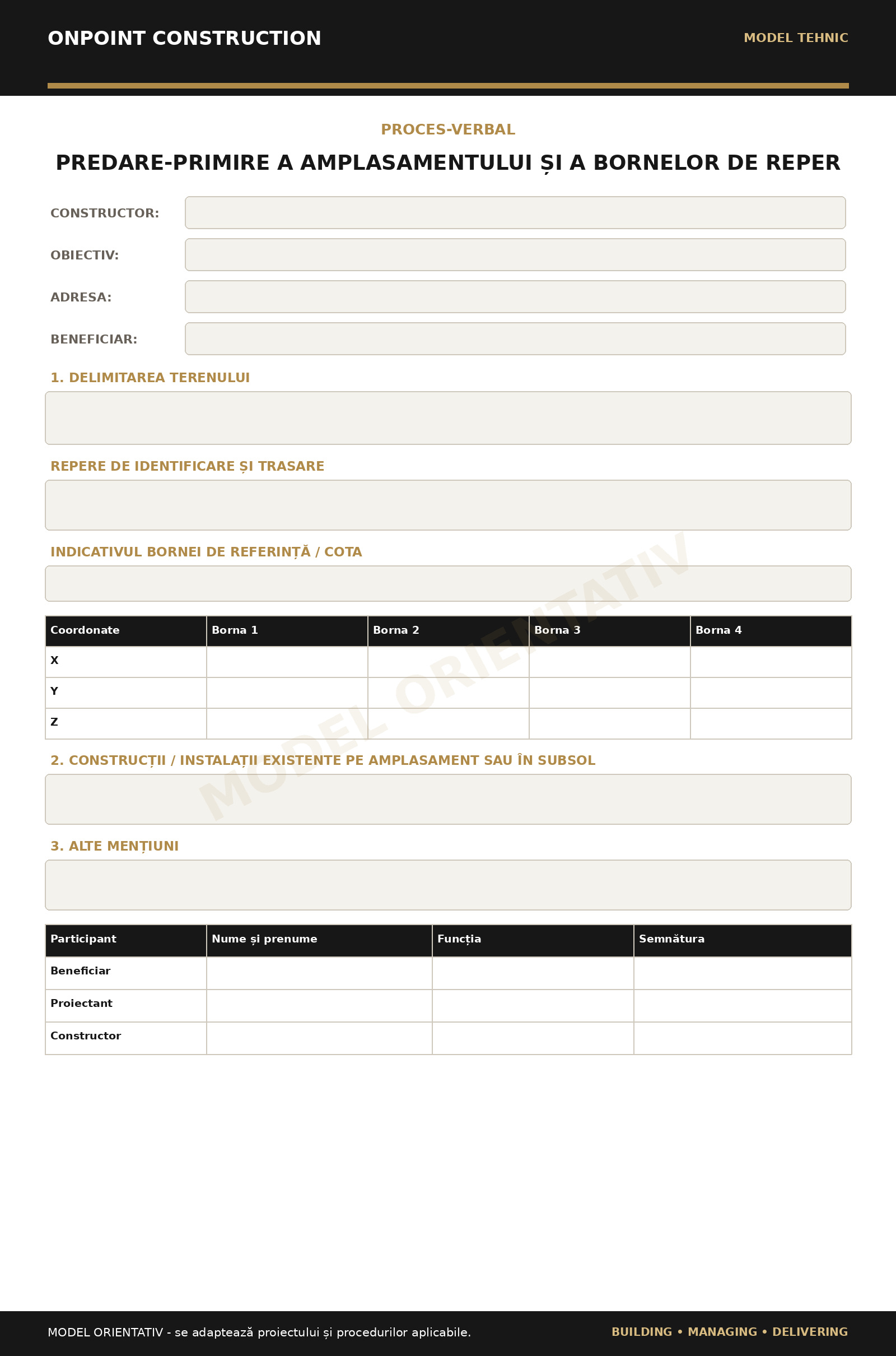 Predare-primire amplasament