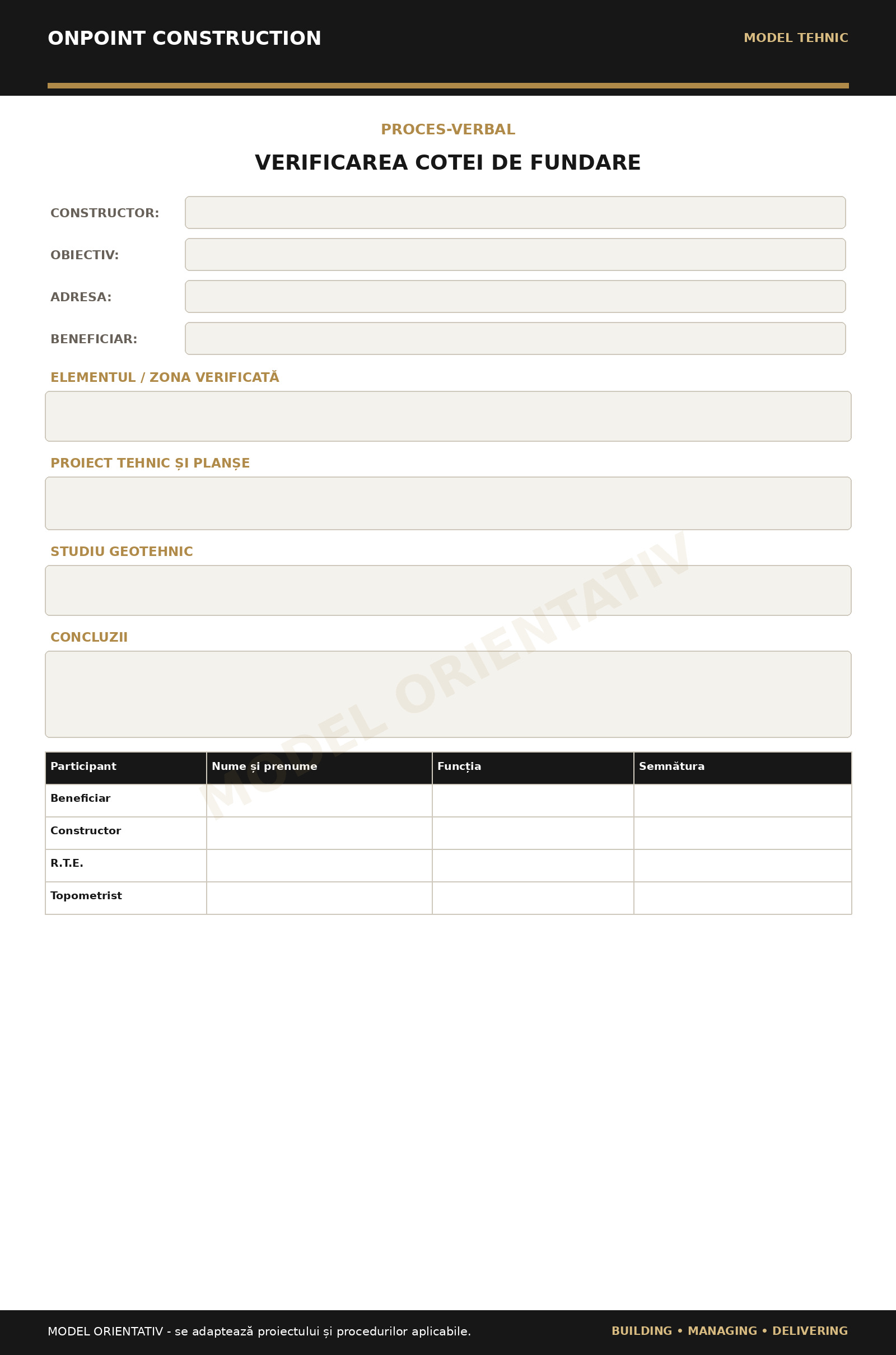 Verificarea cotei de fundare